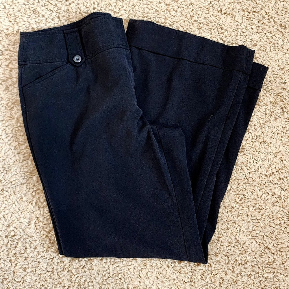 First Option Black Office Slacks Front Pockets Cuffed Hem Women's Pants 36x32